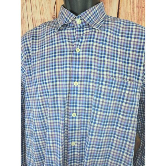 Peter Millar Mens Checkered Cotton Dress Shirt XL - Picture 3 of 7